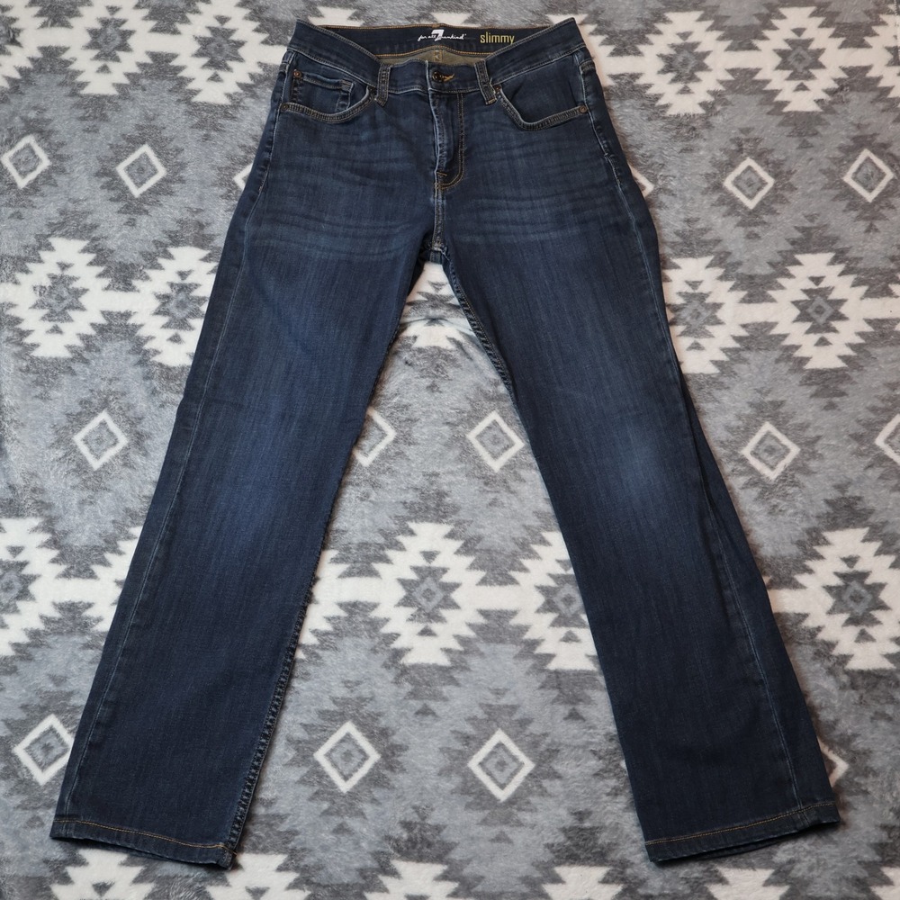 7 For All Mankind Slimmy Blue Dark Wash Straight Leg Jeans 30x29" Stretch